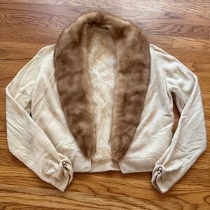 Vintage Bernhard Altmann 50’s cashmere fur lined cardigan Small